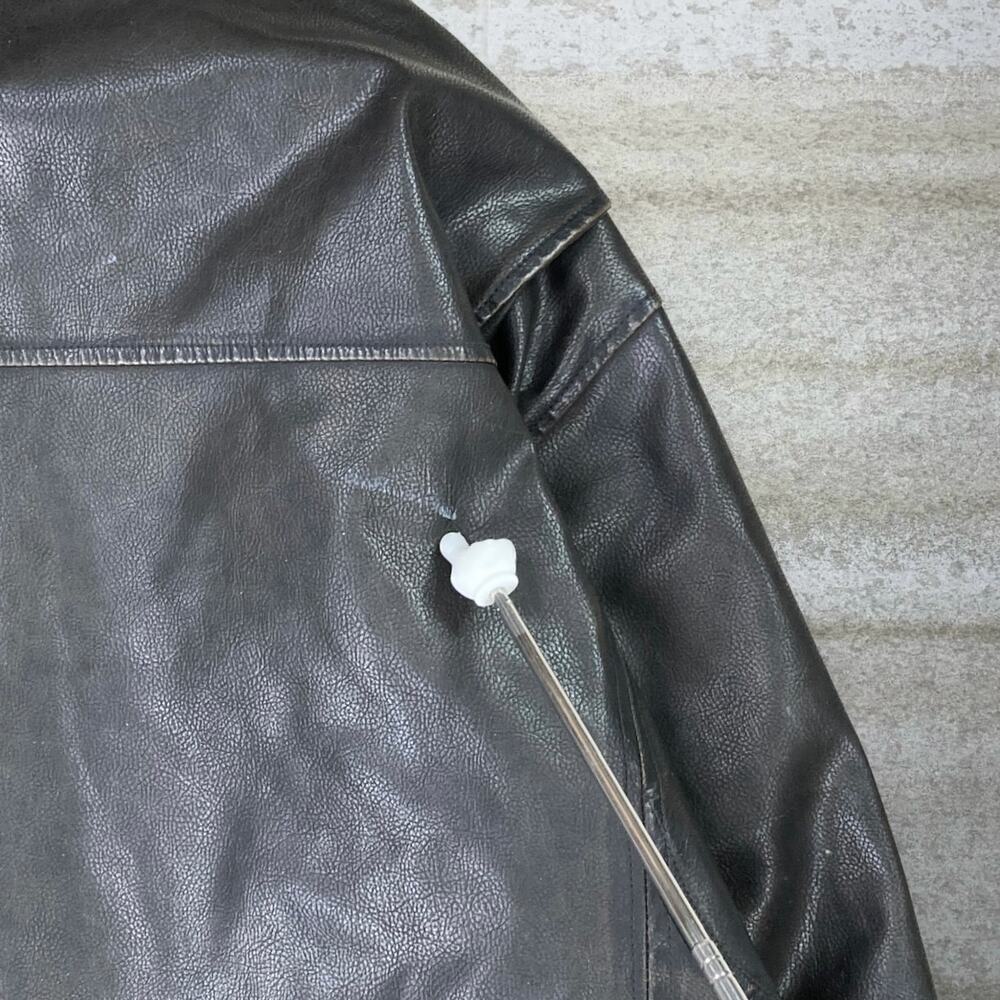 Vintage 90s Arizona Faux Leather Jacket Mens L Mocha Brown Insulated Full Zip - Picture 9 of 9